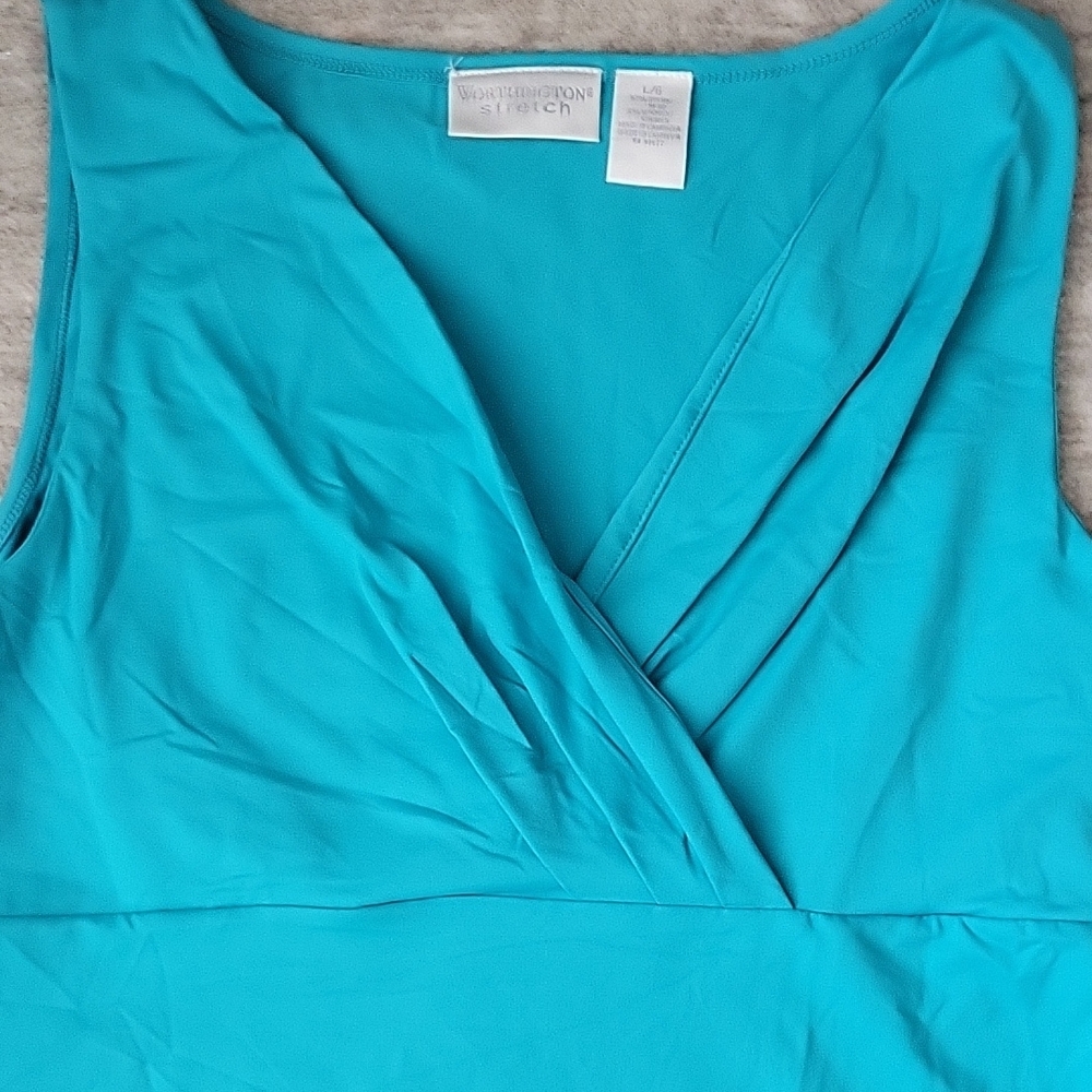 Worthington Turquoise Sleeveless Tank Top - Picture 3 of 3